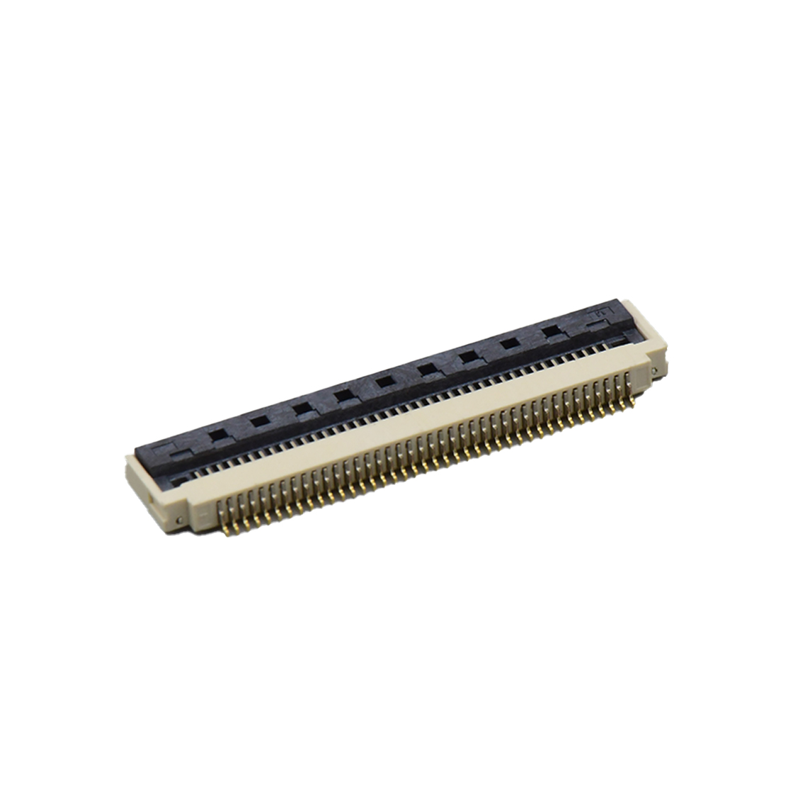 F0507 FPC FFC连接器Pitch 0.50mm 90°H2.00mm 前掀盖下接触带蝴蝶扣卧贴 FPC 40Pin本色 镀半金1U",镍